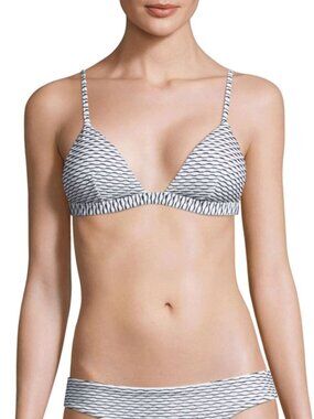 Onia Black & White Danni Striped Triangle Bikini Top Small 50298